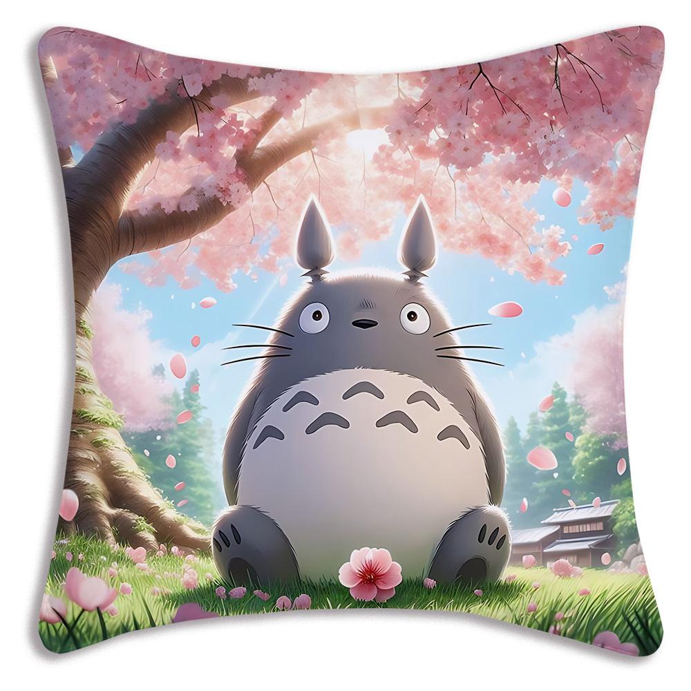 Hot Cartoon Cute Pillow Covers Cartoon Sofa Decorative Home Double-Sided Printing Short-T-Totoros Plush Cute Cushion Cover