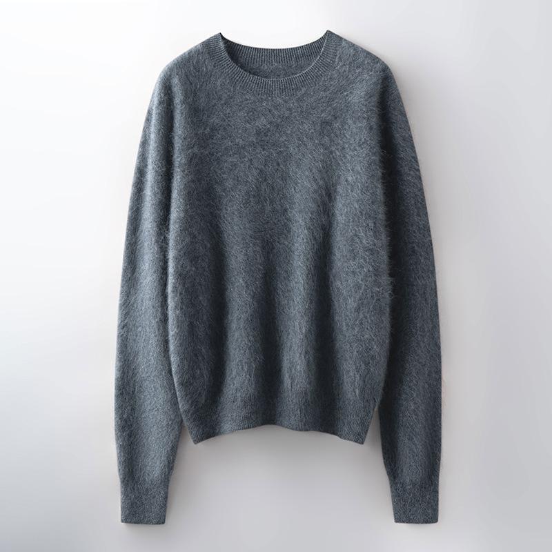 Cozy Autumn/Winter Women's Wool-Blend Brushed Round Neck Long Sleeve Sweater