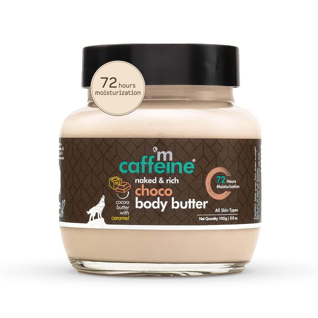 mCaffeine Body Butter for Dry Skin 100gm | Shea & Cocoa Butter Moisturizer for 72Hrs Hydration