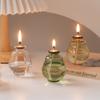 Lampião a Óleo de Vidro Transparente Forma Redonda Porta-Velas Sem Fumaça para Ghee Velas Rechaud Decoração de Casa Minimalista