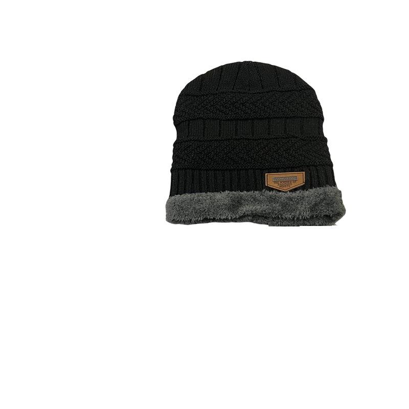 Men's Three-Piece Winter Set: Knitted Wool Hat, Scarf, and Touchscreen Gloves with Plus Velvet Warmth