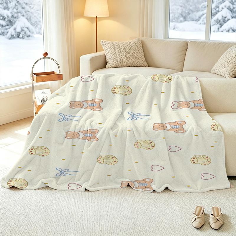 Bear Series Flannel Fleece Blanket – Soft, Warm, Machine Washable Throw for Home, Office Naps, Halloween & Christmas Decor