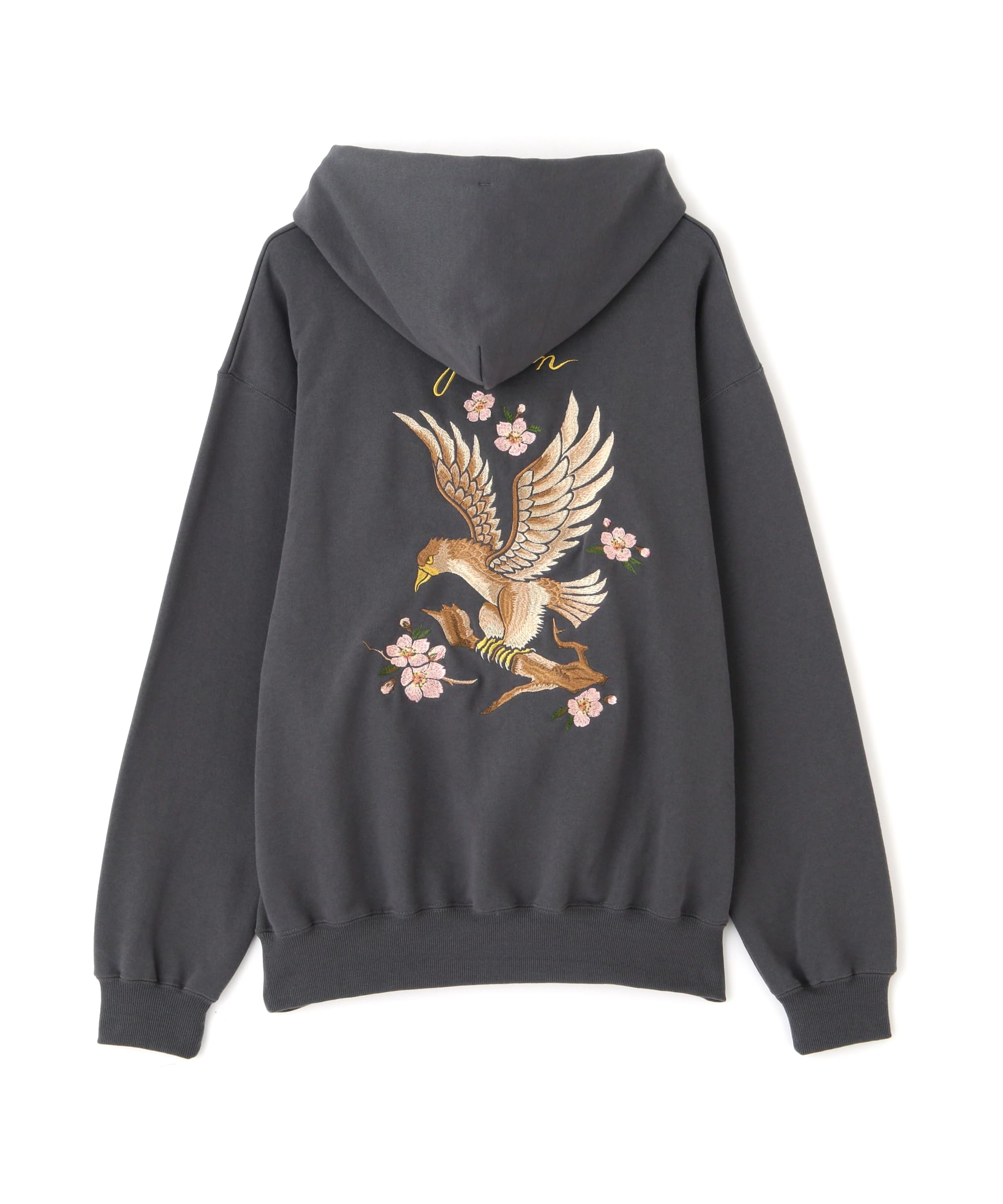 

Schott EMB. Cherry Blossom Japan Eagle Hooded Sweatshirt, Men s, XL, 410, Charcoal, 782-4231004