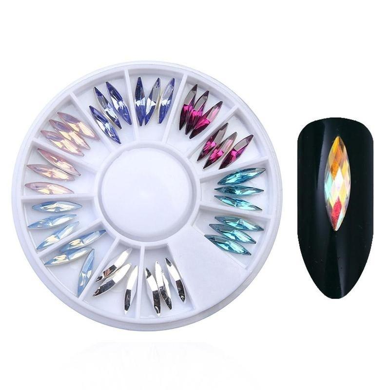 3D Nail Decoration KIt   Nail Rhinestone Colorful Marquise Flat Bottom Nail Rhinestone Stud Nail  Art