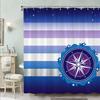Nautical Shower Curtain 180x180cm – Navy Stripes with Anchor & Yellow Accent, Maritime Bathroom Decor, 12 Hooks