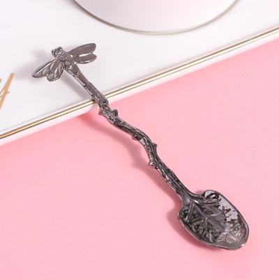 Rührlöffel Zweigdesign Libelle Kaffeelöffel Zinklegierung Vintage Dessertlöffel Glatte Kanten Teelöffel Nachmittagstee