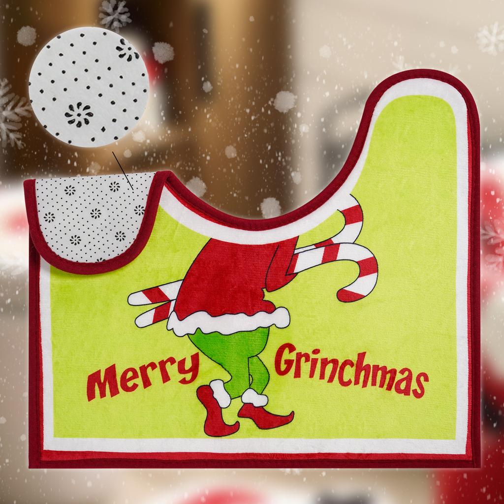 Christmas Toilet Cover Christmas Decoration Kit Grinch Seat Cushion Toilet Seat Foot Pad Bathroom Creative Decoration Decoration