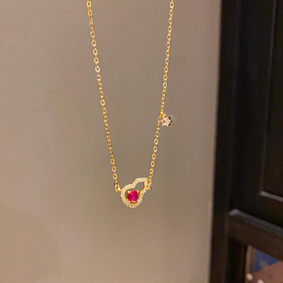Garmentory Gold Plated Zircon Gourd Pendant Necklace For Elegant Women