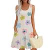 Women's Summer Floral High Waist Bohemian Dress Casual Hawaiian Flowing V Neck Holiday Dress