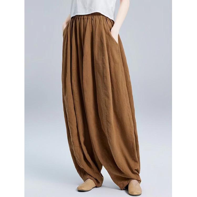 SuperAen Japan Style Literary Solid Color Simple Linen Long Pants Women's Spring New Loose Casual Oversize Pants