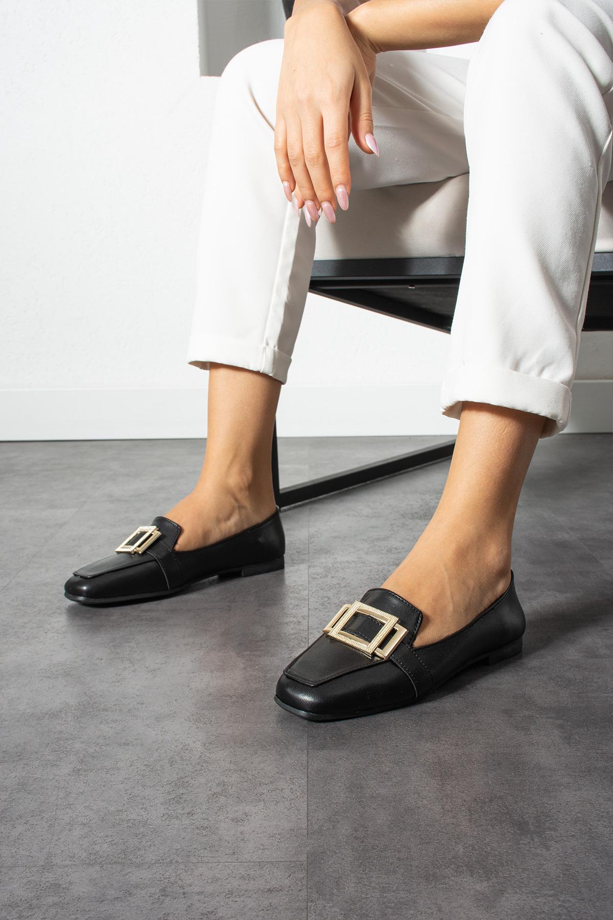 

Women s Flat Shoes Randy Black Leather Ballerinas 36