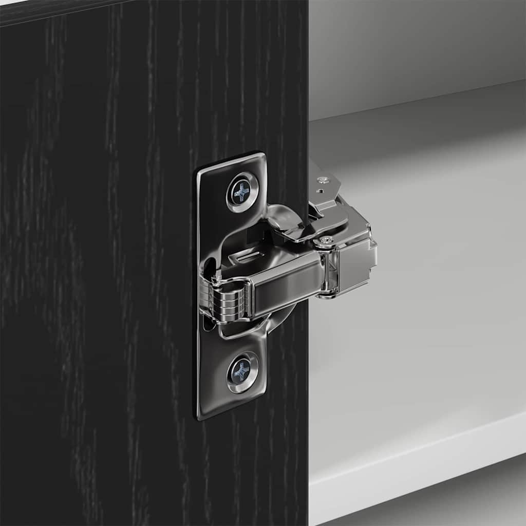 Wall Mounted Corner Cabinet In Black Oak and White 57 X 57 X 40 Cm