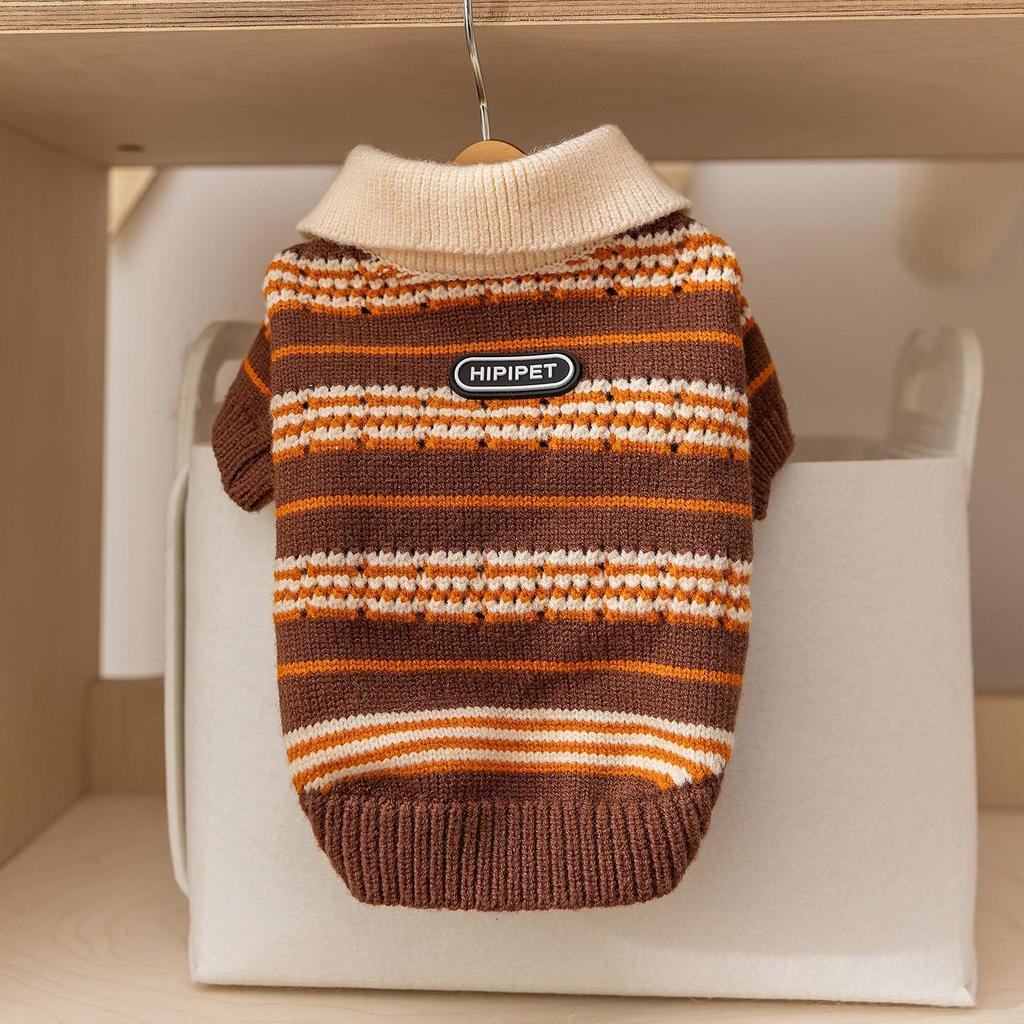 Cozy Striped Faux Mink Sweater for Small/Medium Dogs & Cats - Autumn/Winter Pet Apparel