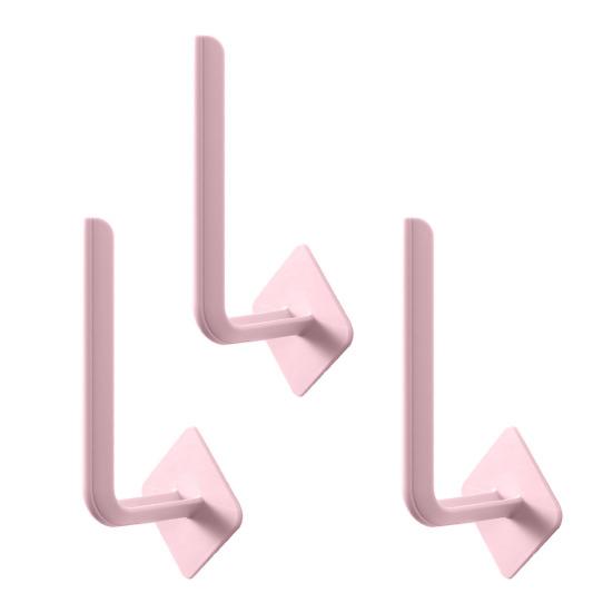 

3 шт. настенный крючок прочный несущий водонепроницаемый L-образный вешалка без следов для ванной комнаты и кухни крючок розовый