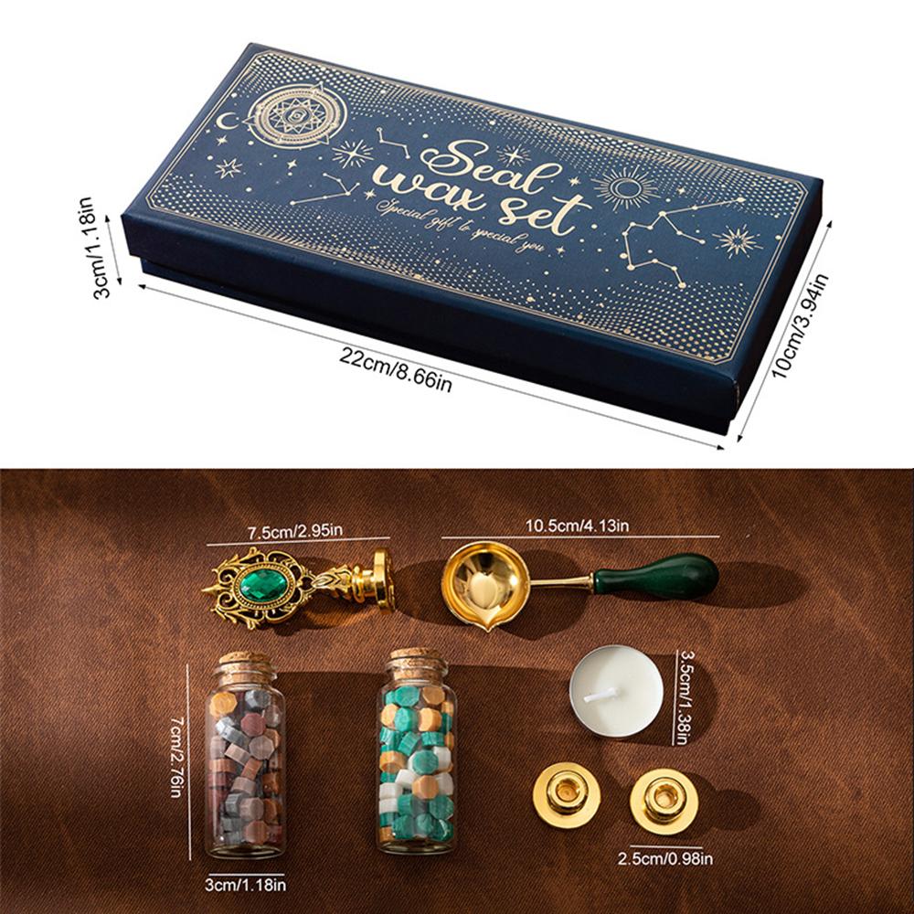 Wax Seal Stamp Kit with 3pcs Seal Stamp and Bottle of Wax Beads Spoon/Candle for Christmas Letters or Wedding Invitations