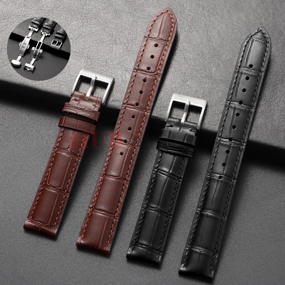 18mm Genuine Cowhide Watch Strap Universal Band Pin Buckle Butterfly Clasp Band Soft Wrist Watchband Bracelet Watch Accessories