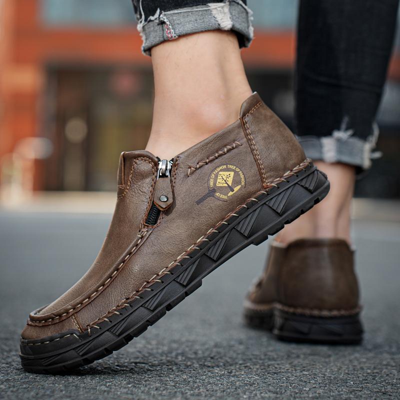 Golden Sapling Men's Casual Shoes Retro Genuine Leather Men Loafers Classics Moccasins Fashion Platform Flats Leisure Work Shoe