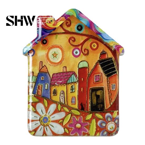 Vintage House Magnet Refrigerator Magnet, Colorful Fairy Tale Town Metal Cabinet Magnets Fridge Magnetic Kitchen Decoration Accessories Miniature Home