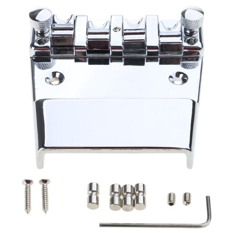 4 String Electric Bass Guitar Bridge Hard Tail Fixed Bass Guitar Bridge Roller Saddles Bridge for Bass Guitar Part