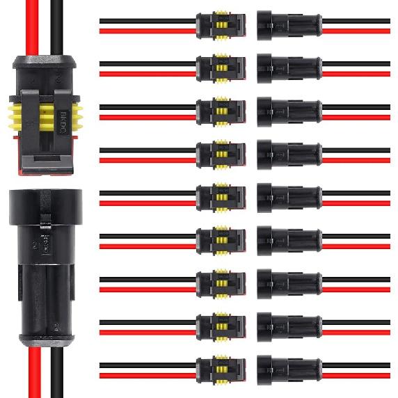 10 Pack 2 Pin Wire Connector 16 AWG Waterproof Automotive Electrical Connectors Deutsch Connector Male And Female Wire Connectors For Car Truck Boat