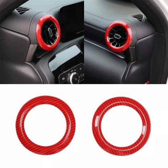 Front Side Vent Overlay For Benz A-Class CLA Cover Trim 19- Red Carbon Fiber