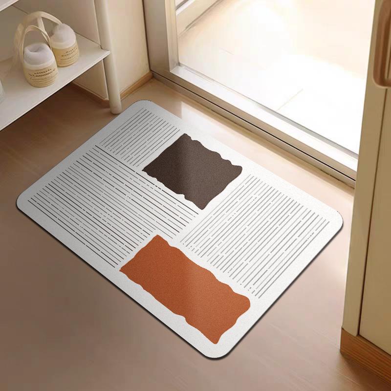 

Advanced Line Texture Soft Diatom Mud Absorbing Mat Коврик для пола в ванной комнате Нескользящий коврик для двери туалета Коврик для двери 40 * 60cm