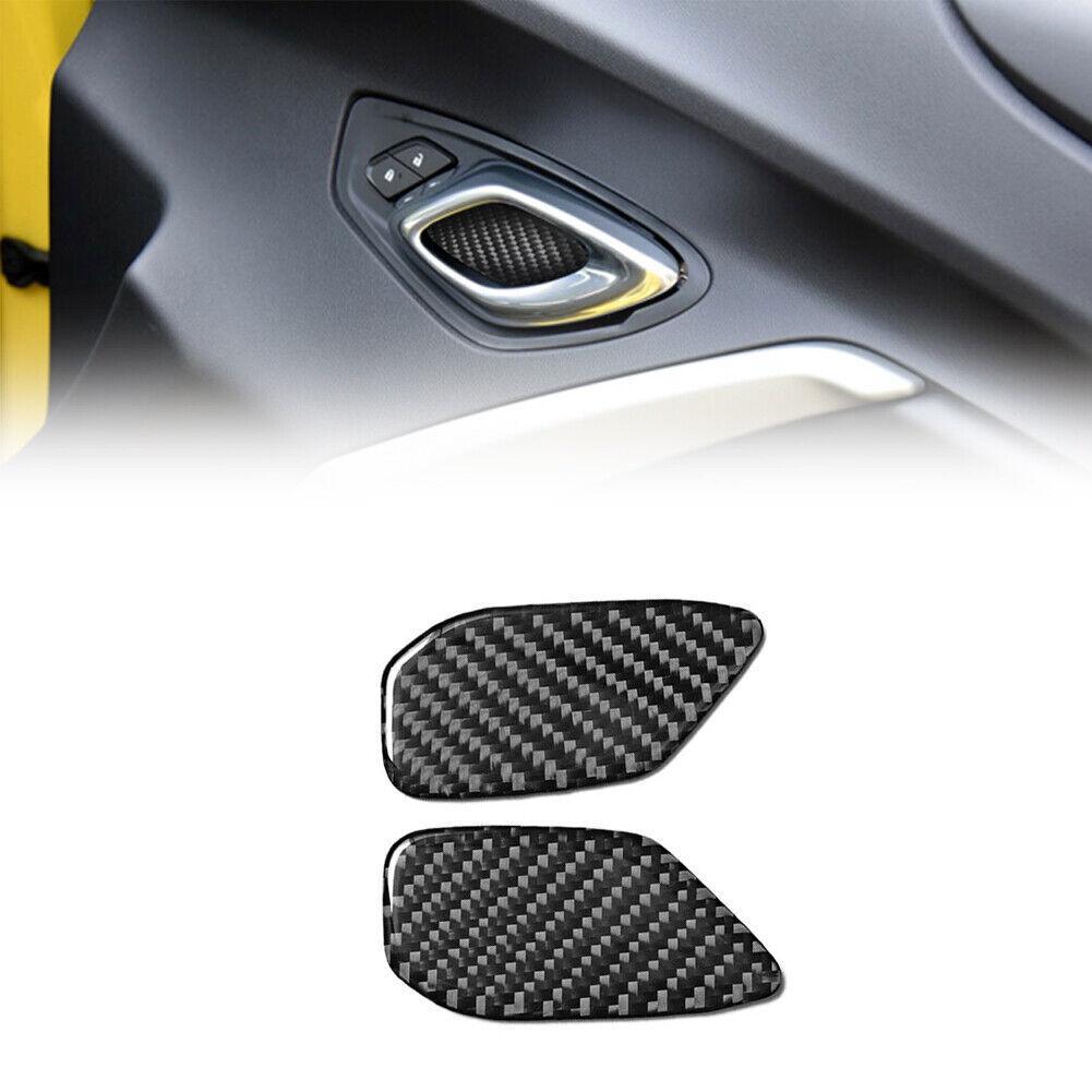2Pcs Carbon Fiber Interior Door Panel Cover Trim For Chevrolet Camaro 2017-