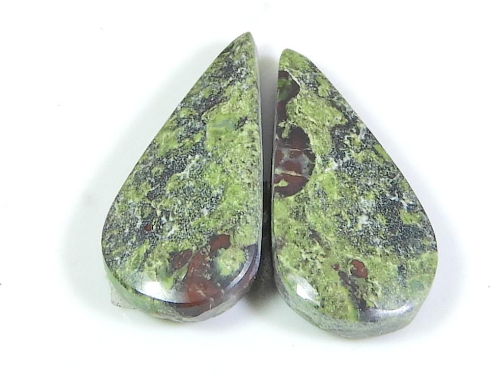 33Cts. NATURAL DRAGON JASPER PAIR PEAR CABOCHON LOOSE GEMSTONE 13X27X04 MM SK-414