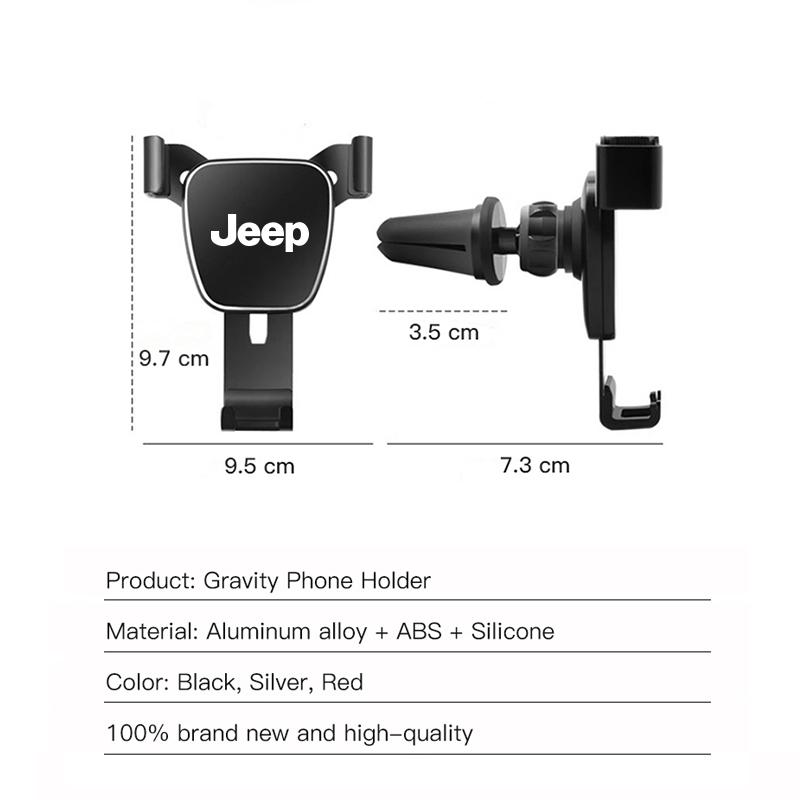Car Phone Holder Mobile GPS Stand Vent Mount Accessories For Jeep Grand Cherokee Wrangler JK Gladiator Compass Renegade Wagoneer ALW1