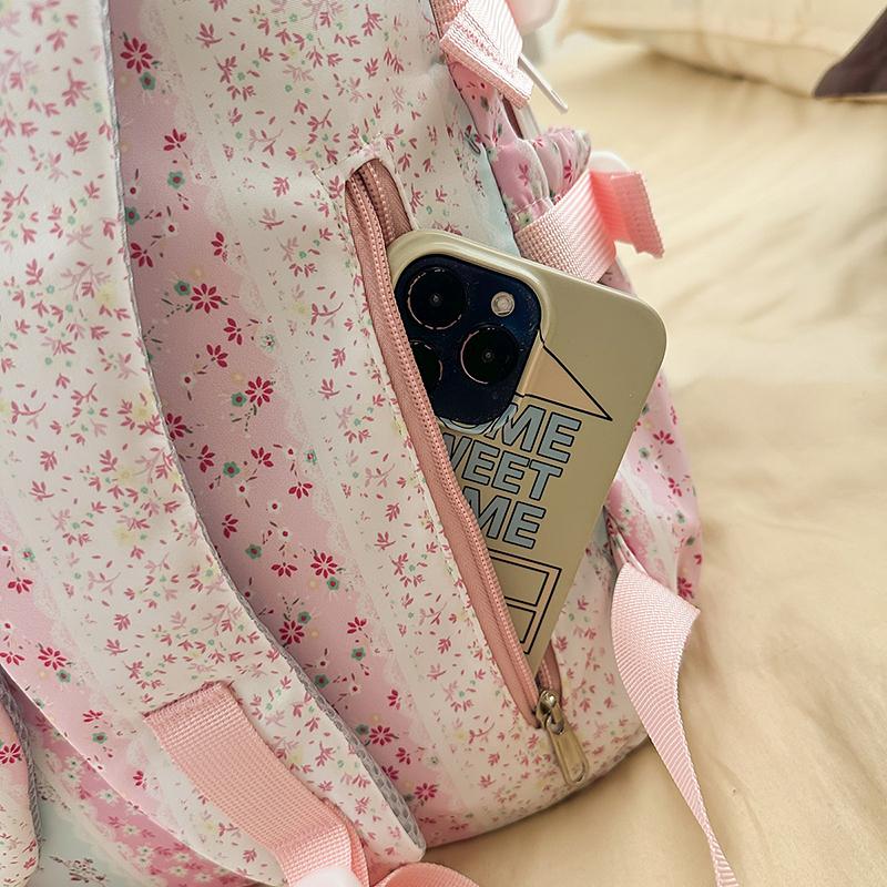 Large Capacity Student Schoolbag Girls Floral Print Backpack