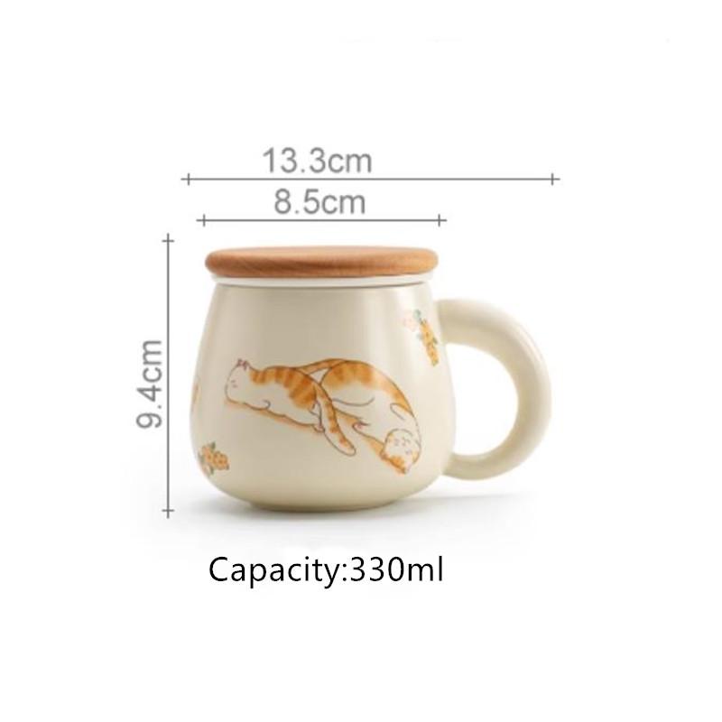 

Chinese Ceramic Tea Cup Handmade Cute Cat Teacup Tea Water Separation Mug with Strainer Office Water Cup Household Teaware 330ml 13.3x9.4cm 330ml