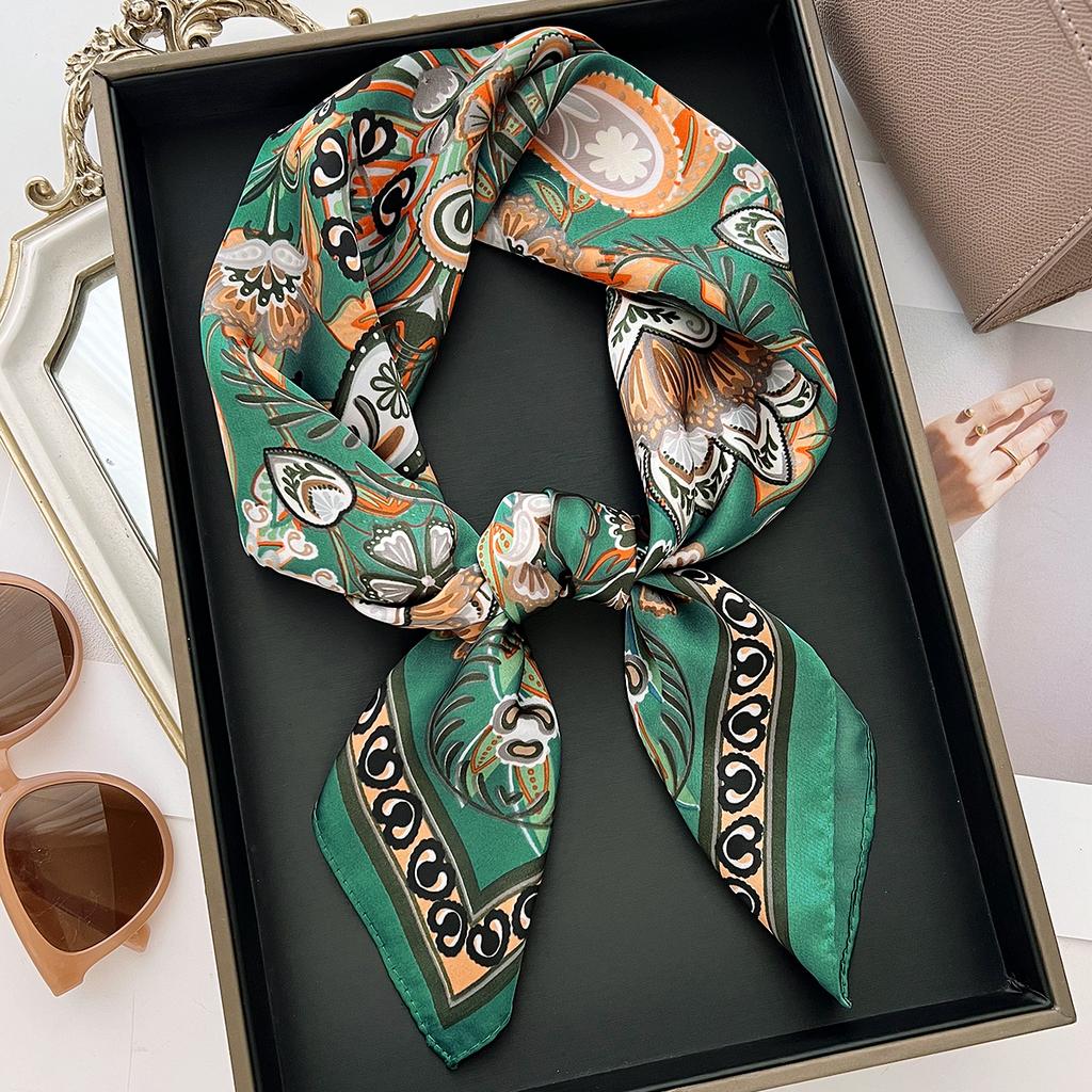 Luxury Print Square Silk Scarfs For Women Decorate Neck Ties Fashion 70*70Cm Kerchief Lady Summer Beach Hijab Female Neckerchief