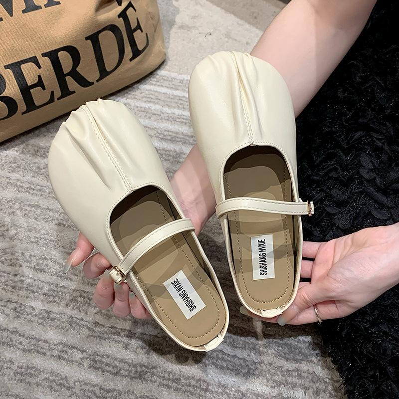 Baotou Half Slippers Women's Summer Wear 2025 New Flat Casual Pregnant Women Lazy Shoes Muller Shoes Half Slippers