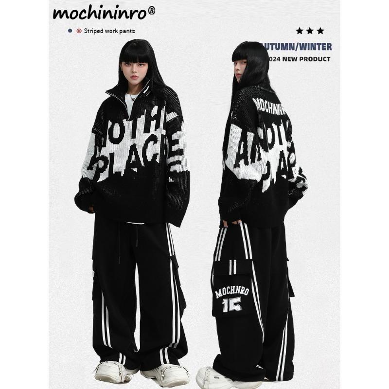 Striped hiphop overalls spring and summer new men's and women's couples clothes straight wide-leg hip-hop pants