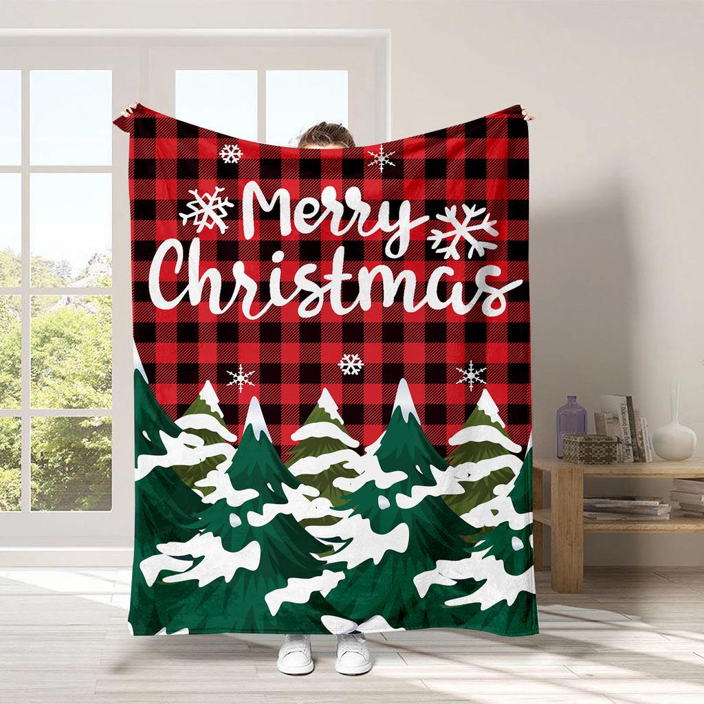 Christmas Cartoon Series Printed Blanket for Sofa Travel Camping Living Room Office Conditioning Blanket for All Seasons Gifts