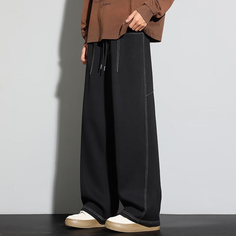 Men's Contrast Stitch Loose Casual Sweatpants
