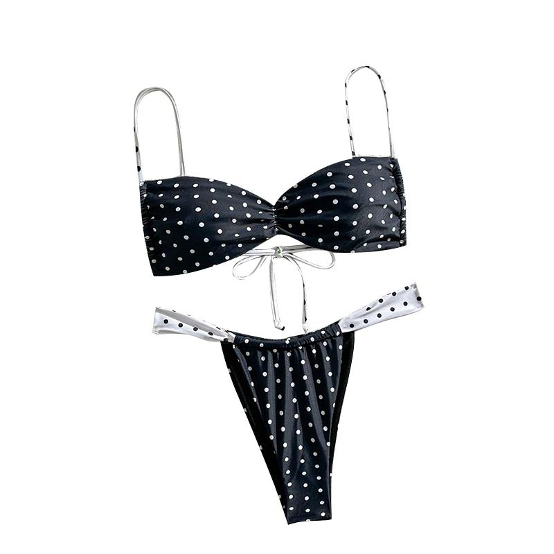 Zweiteiliges Separates Bikini-Set Damen Badeanzug Bademode Neuer Badeanzug Mit Polster Push-Up BH-Set Tanga Bikini Anzug