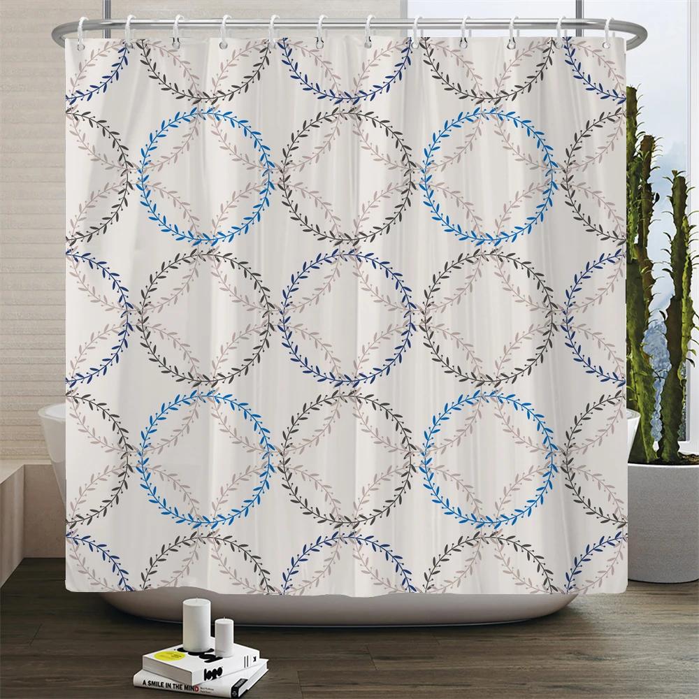 Black and White Geometric Pattern Shower Curtain Bathroom Waterproof Polyester Fabric Bath Screen Curtain Decor for Bathtub