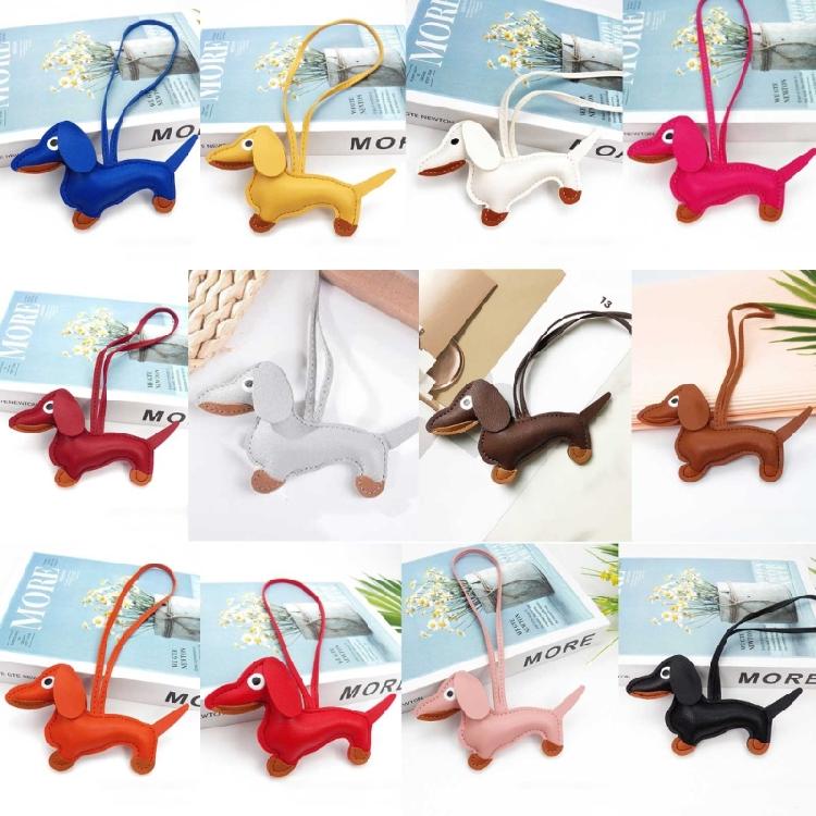 Süßer PU-Leder Tieranhänger Niedlicher Dackel Hund Schlüsselanhänger Anhänger Hängendes Ornament Rucksack Handtasche Charm Geschenk