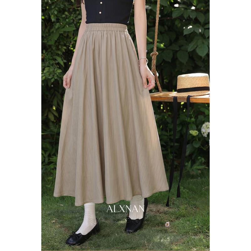 Women s Relaxed Fit High-Waist A-Line Khaki Midi Skirt M хаки