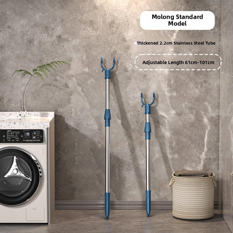 Retractable Clothes Drng Rod Single Prong Clothes Hanger Storage Organizer for Home Dormi Stainl Steel PP Material