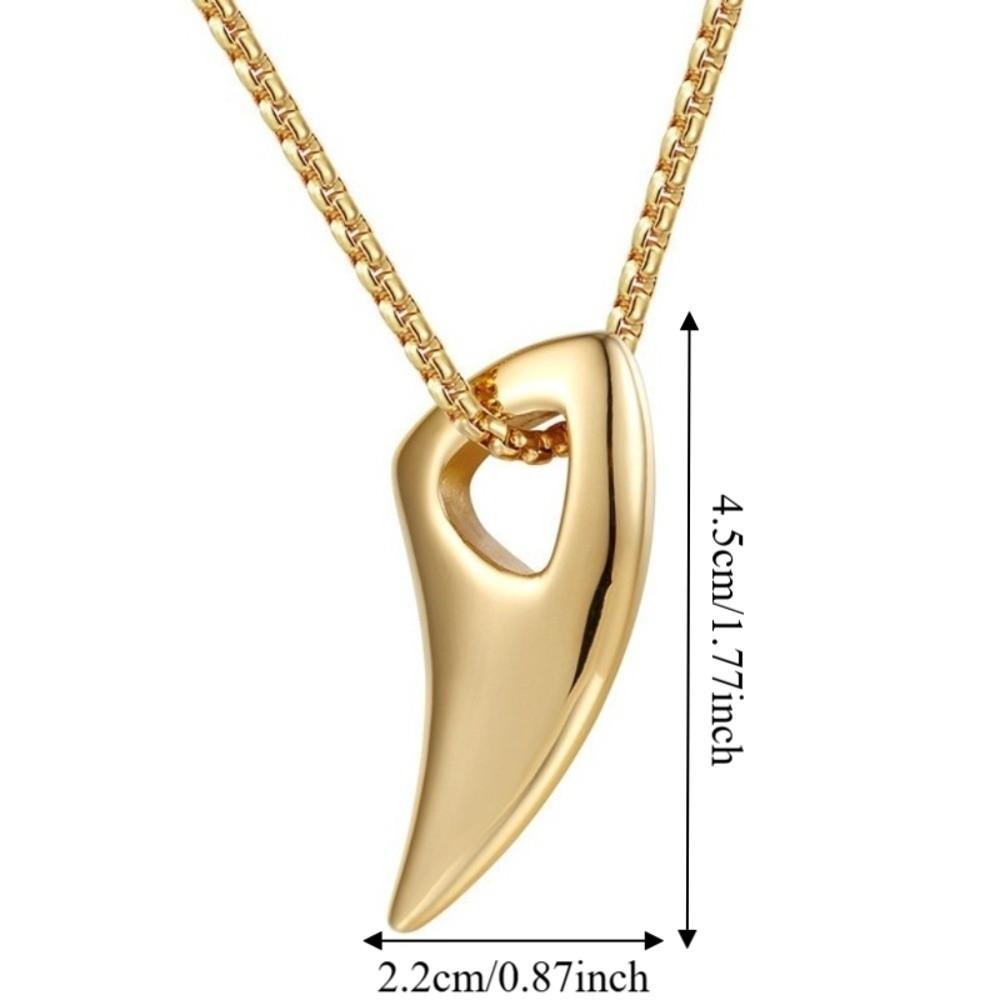Bull Horn Design Wolf Tooth Necklace Zinc Zinc Alloy Crescent Tooth Leather Rope Necklace  Men