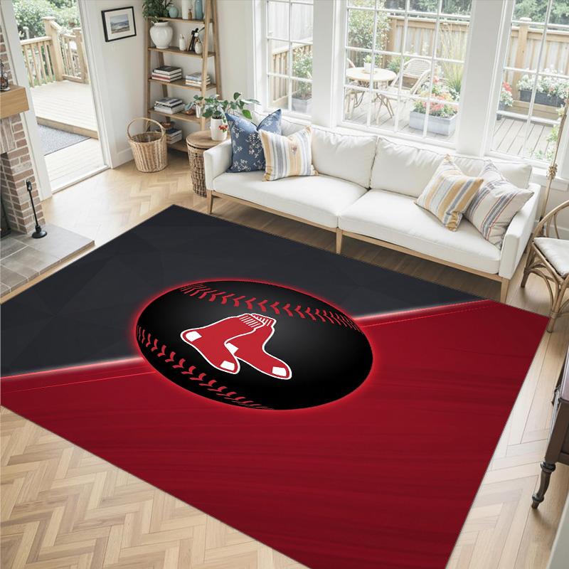 Boston Red Sox Design Křišťálový Sametový Koberec Útulný Ne?Protiskluzová tištěná předložka do ložnice, obývacího pokoje, předsíně