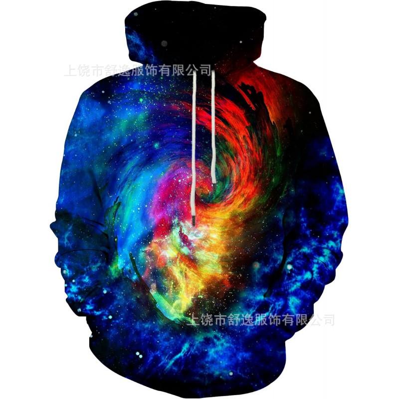 Mens Hooded Sweatshirt With Digital Print Loose Fit Long Sleeve Casual Pullover Daily Wear