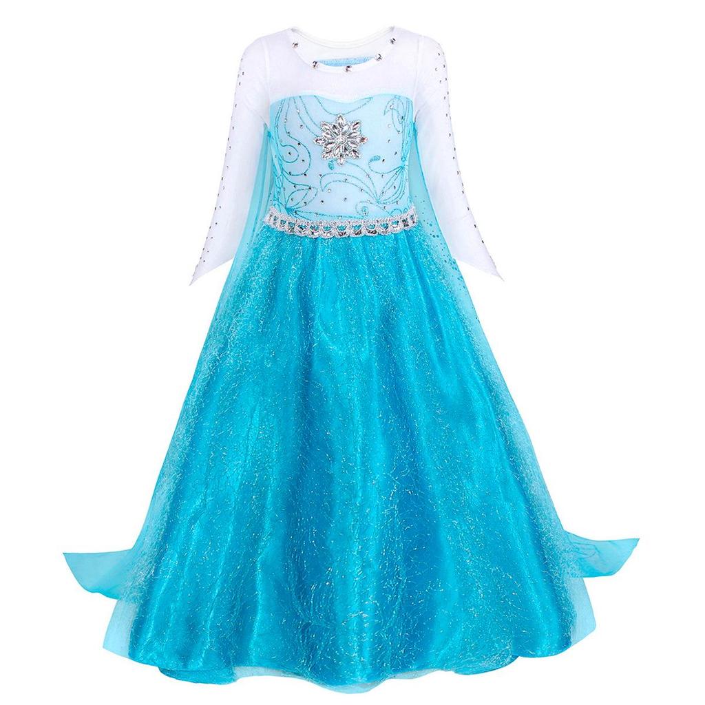 2025 Frozen Princess Elsa Long-Sleeve Dress for Girls (Ages 3-8)