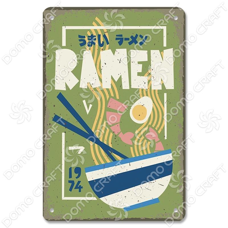 Japon yemekleri posteri Metal plak teneke işareti Vintage Ramen bira Metal plakalar duvar dekoru Bar Pub mutfak ev