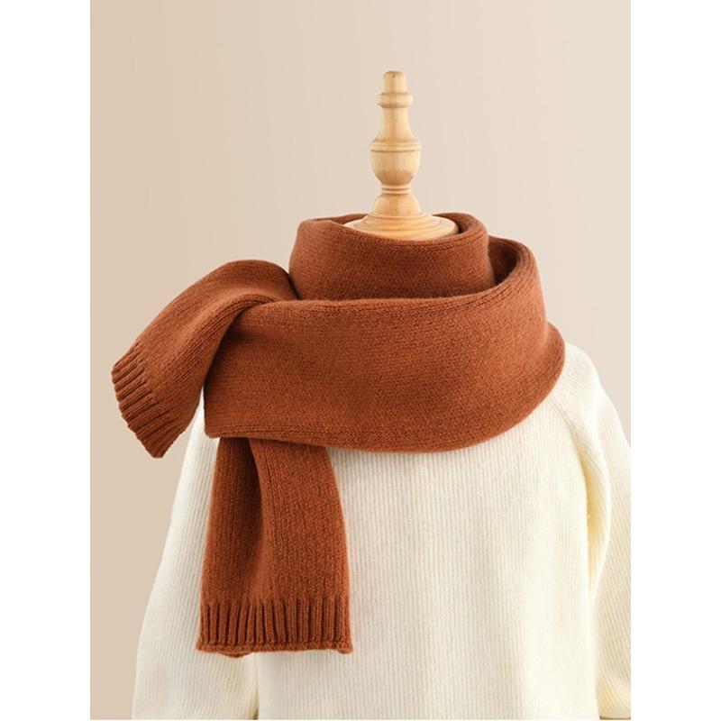 100% Wool Solid Color Knitted Scarf For Couples Women'S Winter Thick&Warm Multi-Functional Rectangular Outdoor Windproof Scarf