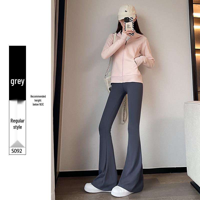 Micro-Flare Shark Fleece Pants: 2026 Spring/Autumn High-Waist, Hip-Lifting, Cropped Petite Flare Base Layer