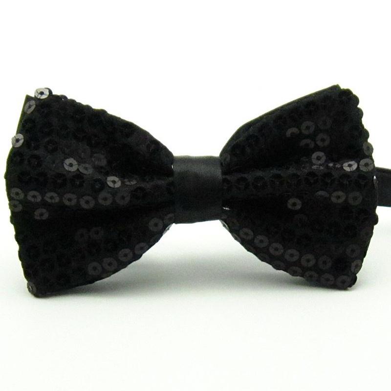 Унисекс однотонный цветной блестящий галстук-бабочка регулируемый свадебный галстук-бабочка чёрный