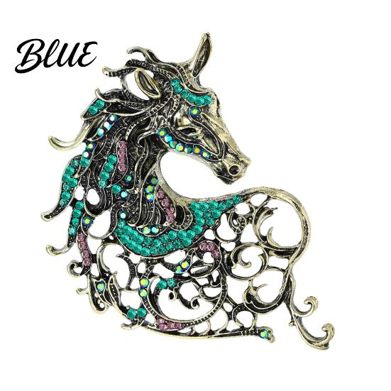 Animal Pin 1/4Pcs Retro Style Brooch Sparkling Rhinestones Inlaid Horse